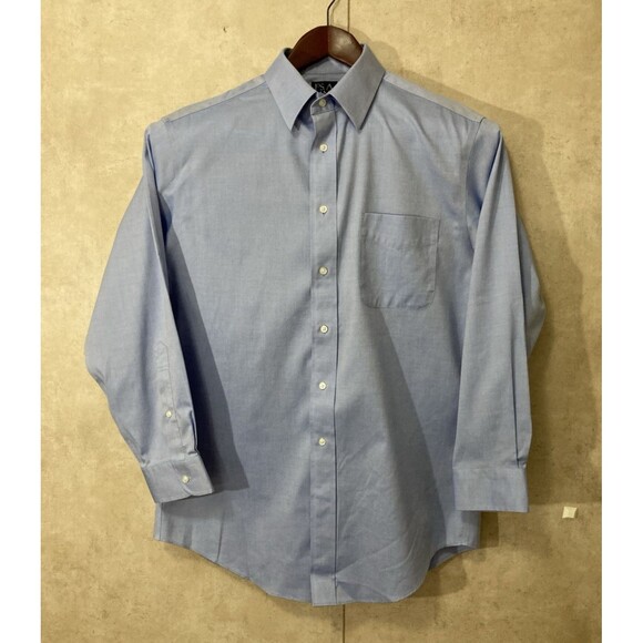 Jos. A. Bank Men’s 16-32 Blue Tailored Fit Traveler Dress Shirt Long Sleeve - Picture 2 of 8